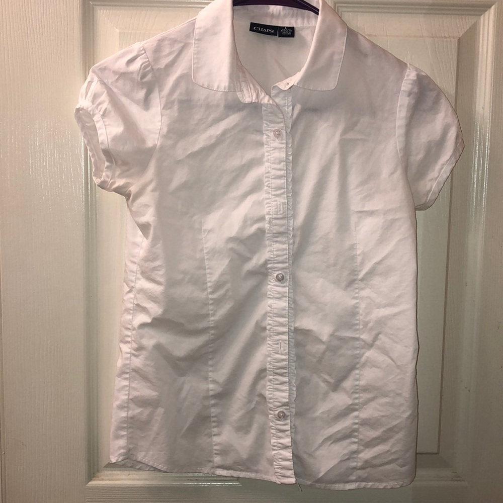 Girls White Button Down Uniform Shirt